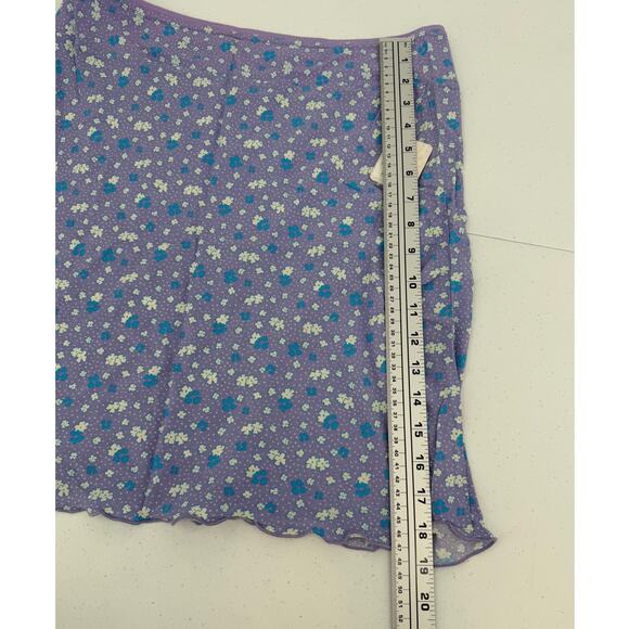 NWT Free People Irl Floral Ice Combo Viscose Purple Silky Mini Slip Skirt Size 4 - Picture 8 of 8